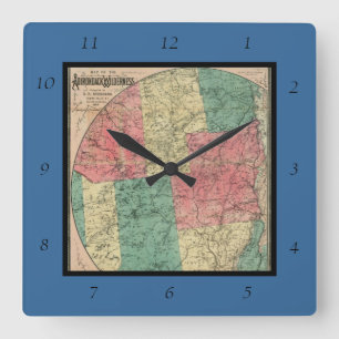 Stoddard's Map of the Adirondack Wilderness, 1883 Square Wall Clock