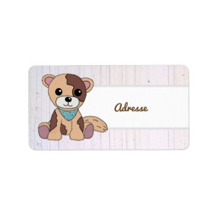 Stoffhund Adressaufkleber Label
