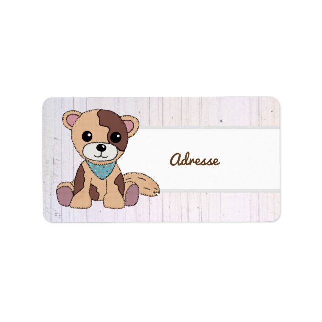 Stoffhund Adressaufkleber Label (Front)