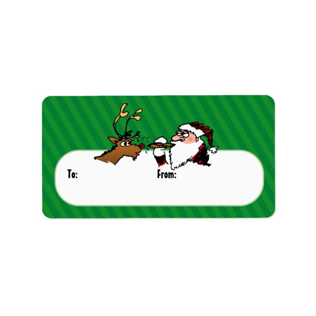 Stogie Santa and Reindeer Gift Labels (Front)