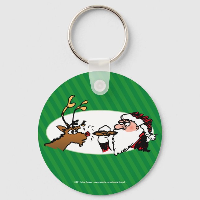 Stogie Santa Funny Cartoon Key Ring (Front)