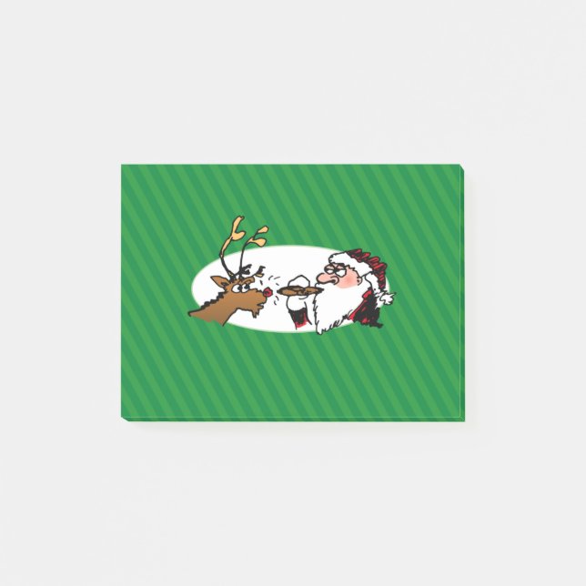Stogie Smoking Santa Funny Green Stripe Christmas Post-it Notes (Front)
