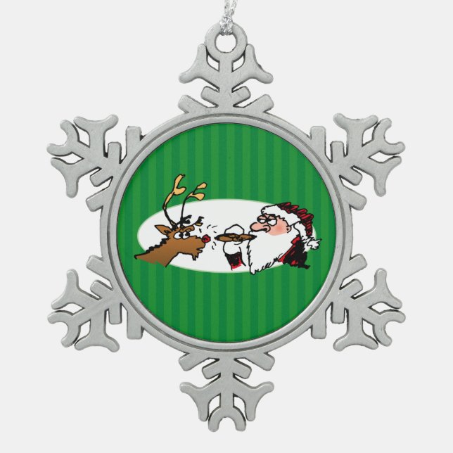 Stogie Smoking Santa Funny Green Striped Ornament (Front)