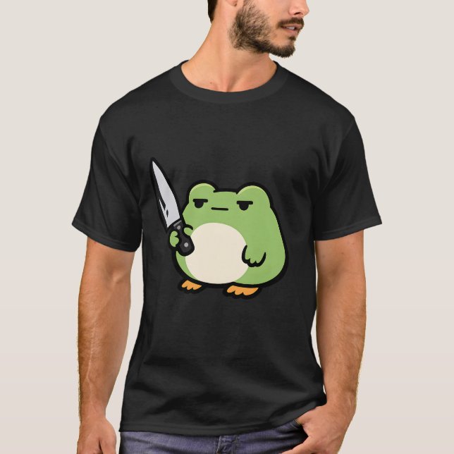 Stoic Frog Knife Doodle T-Shirt (Front)