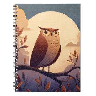 Stoic Owl Full Moon Forest Notebook