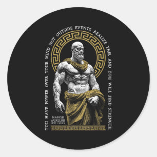 Stoic Philosophy Find Strength Marcus Aurelius Sto Classic Round Sticker