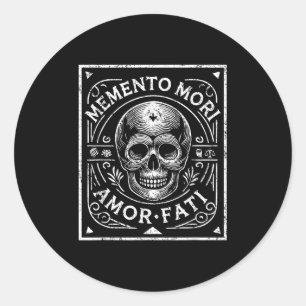 Stoic Philosophy Memento Mori Amor Fati Skull Stoi Classic Round Sticker
