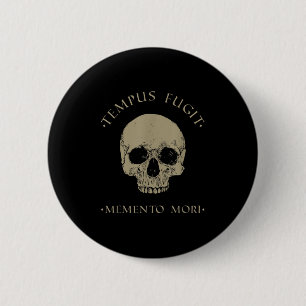 Stoic Philosophy Tempus Fugit Memento Mori Skull S 6 Cm Round Badge