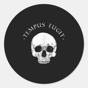 Stoic Philosophy Tempus Fugit Skull Stoicism Quote Classic Round Sticker