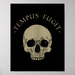 Stoic Philosophy Tempus Fugit Skull Stoicism Quote Poster