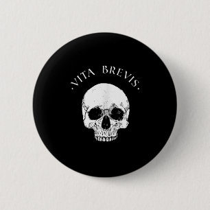 Stoic Philosophy Vita Brevis Skull Stoicism Quote 6 Cm Round Badge
