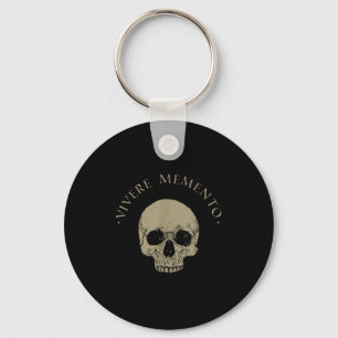 Stoic Philosophy Vivere Memento Skull Stoicism Quo Key Ring