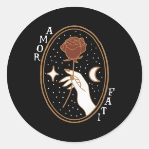 Stoic Quote Amor Fati Gold Classic Round Sticker