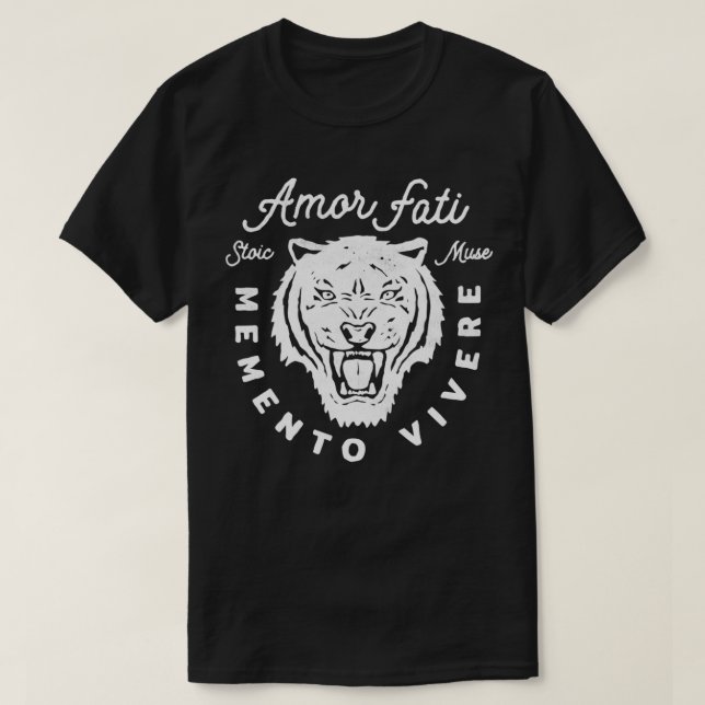 Stoic Quote  Amor Fati  Tiger Graphic  T-Shirt (Design Front)