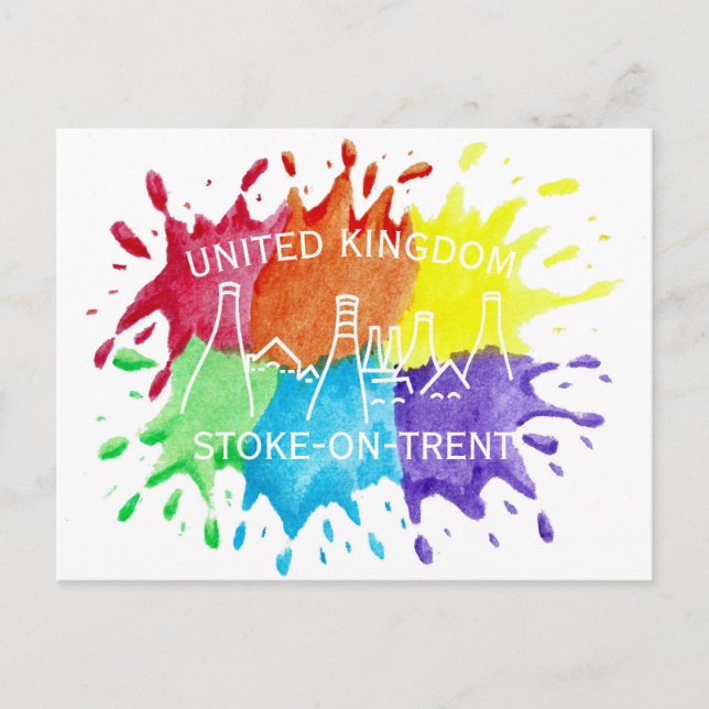 Stoke-On-Trent, Paint Splashes Postcard (Front)