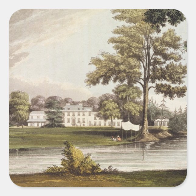 Stoke Place, from Ackermann's 'Repository of Arts' Square Sticker (Front)