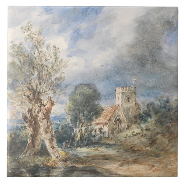 Stoke Poges Church (1834) John Constable Ceramic Tile (Front)