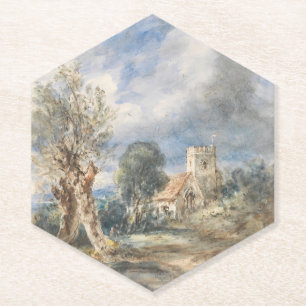 Stoke Poges Church (1834) John Constable Paper Coaster