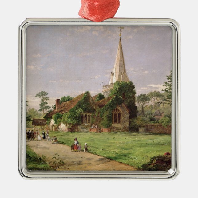 Stoke Poges Church Metal Tree Decoration (Front)