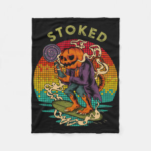 Stoked Funny Surfing Pumpkin Head Animal Lollipop Fleece Blanket
