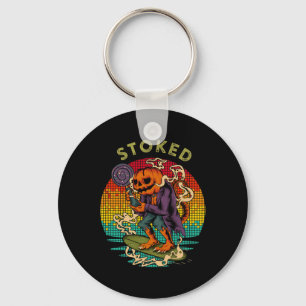 Stoked Funny Surfing Pumpkin Head Animal Lollipop Key Ring