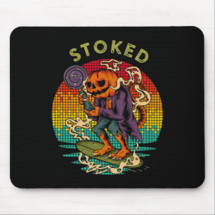 Stoked Funny Surfing Pumpkin Head Animal Lollipop Mouse Pad