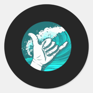 Stoked Hand Surfing Classic Round Sticker
