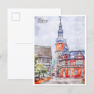 Stolberg Germany vintage travel watercolor Postcard
