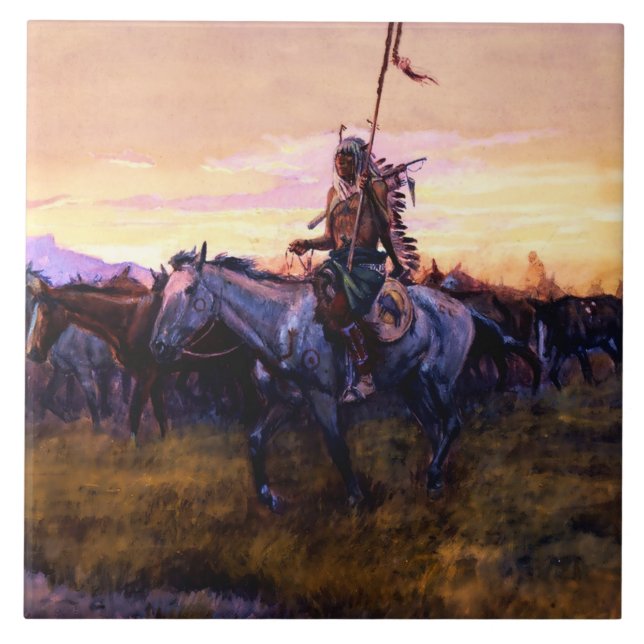 “Stolen Horses” by Charles M Russell Ceramic Tile (Front)