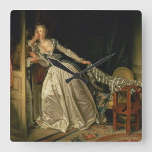 Stolen Kiss Jean-Honore Fragonard Square Wall Clock