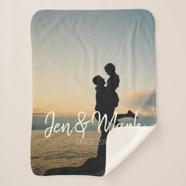 Stolen Photo. Name and Year Typography. Sherpa Blanket (Front)