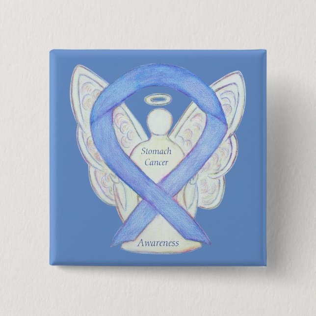Stomach Cancer Angel Awareness Ribbon Custom Pin (Front)