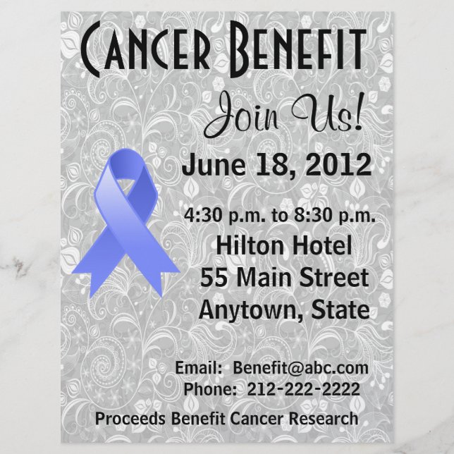 Stomach Cancer Awareness Benefit Grey Floral Flyer (Front)