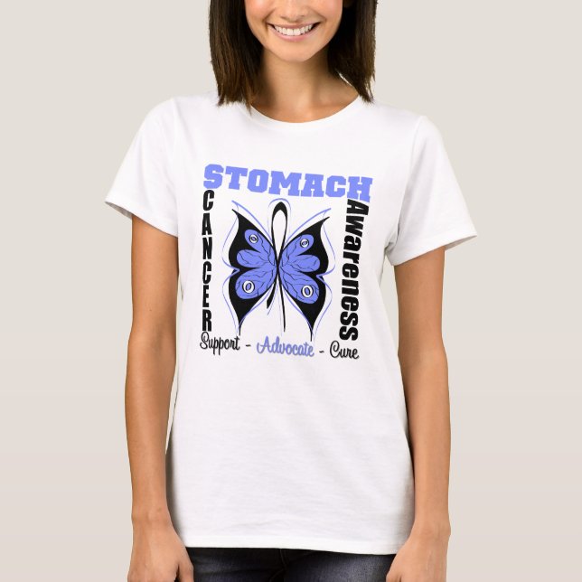 Stomach Cancer Awareness Butterfly T-Shirt (Front)