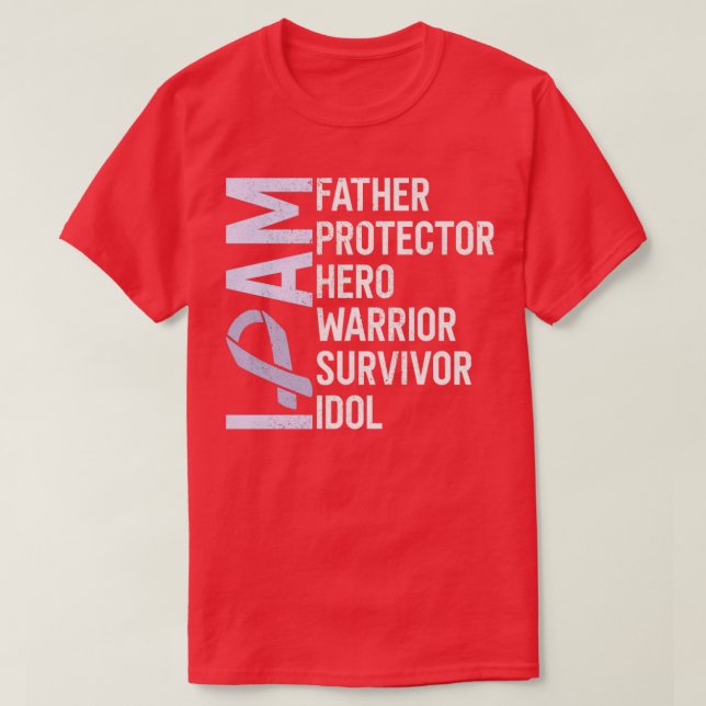 Stomach Cancer Awareness I Am Father Hero Warrior  T-Shirt (Design Front)