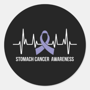 Stomach Cancer Awareness Month Periwinkle Ribbon H Classic Round Sticker