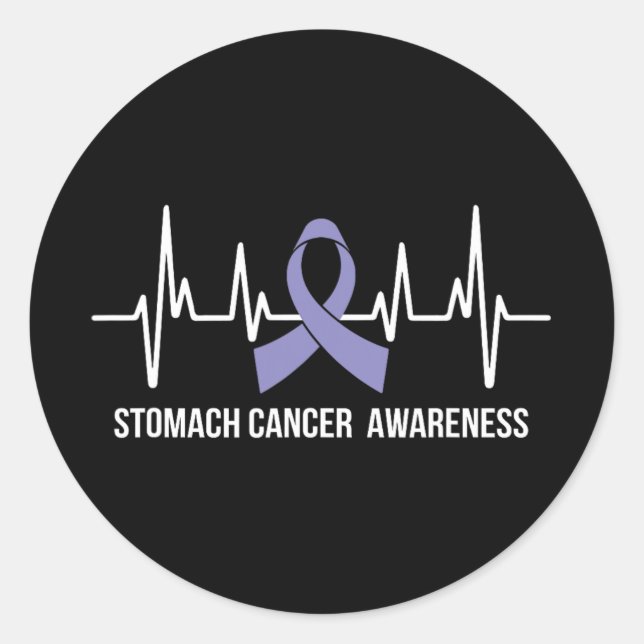 Stomach Cancer Awareness Month Periwinkle Ribbon H Classic Round Sticker (Front)