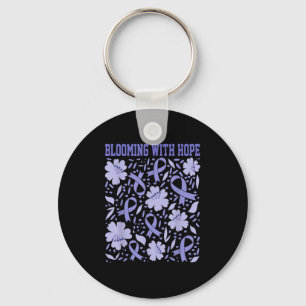 Stomach Cancer Boho Flower Bloom With Hope Periwin Key Ring