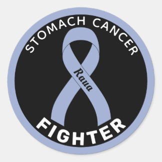 Stomach Cancer Fighter Ribbon Black Round Sticker