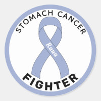 Stomach Cancer Fighter Ribbon White Round Sticker