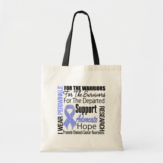 Stomach Cancer I Wear Periwinkle Ribbon TRIBUTE Tote Bag (Front)