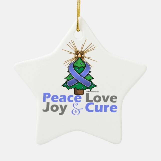 Stomach Cancer Peace Love Joy Cure Ceramic Ornament (Front)