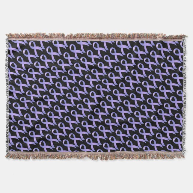 Stomach Cancer Periwinkle Ribbon Throw Blanket (Front)