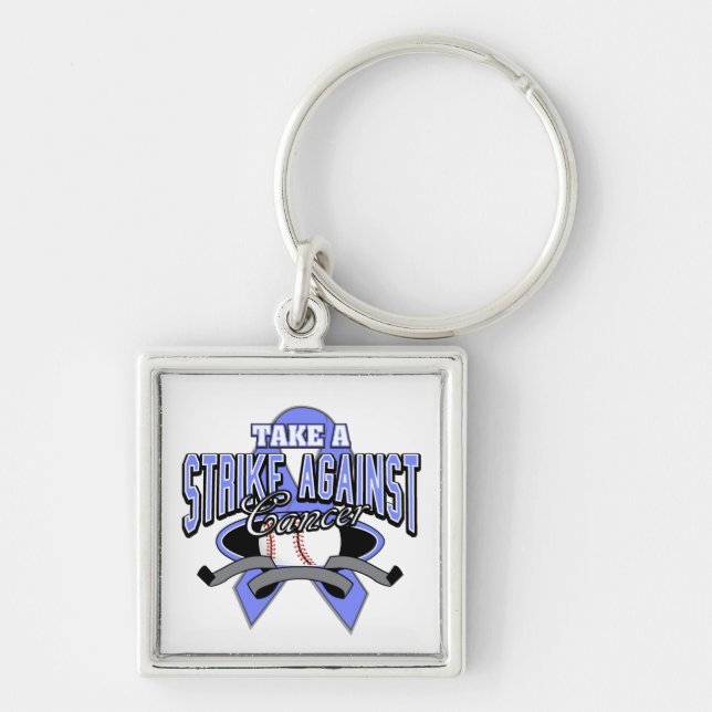 Stomach Cancer Take A Strike Key Ring (Front)