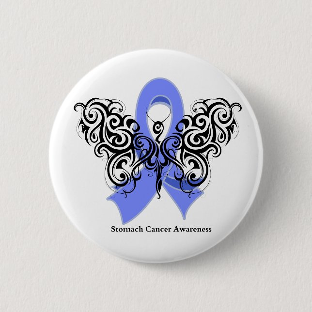 Stomach Cancer Tribal Butterfly 6 Cm Round Badge (Front)