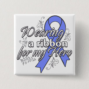 Stomach Cancer Wearing a Ribbon for My Hero 15 Cm Square Badge