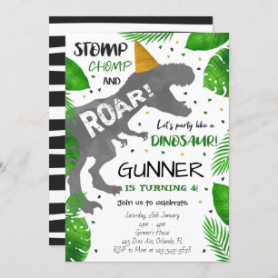 Stomp, Chomp and Roar! Dinosaur Birthday Invite