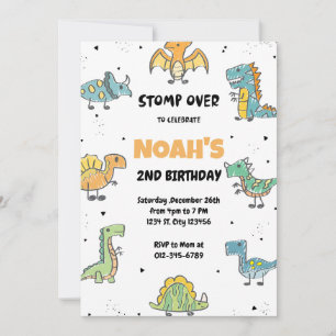 Stomp, Chomp and Roar! Dinosaurs Birthday Party Invitation