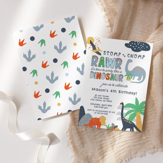 Stomp Chomp Rawr Dinosaur Birthday Invitation (Creator Uploaded)