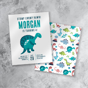 Stomp Chomp Rawr Dinosaur Birthday Party Invite